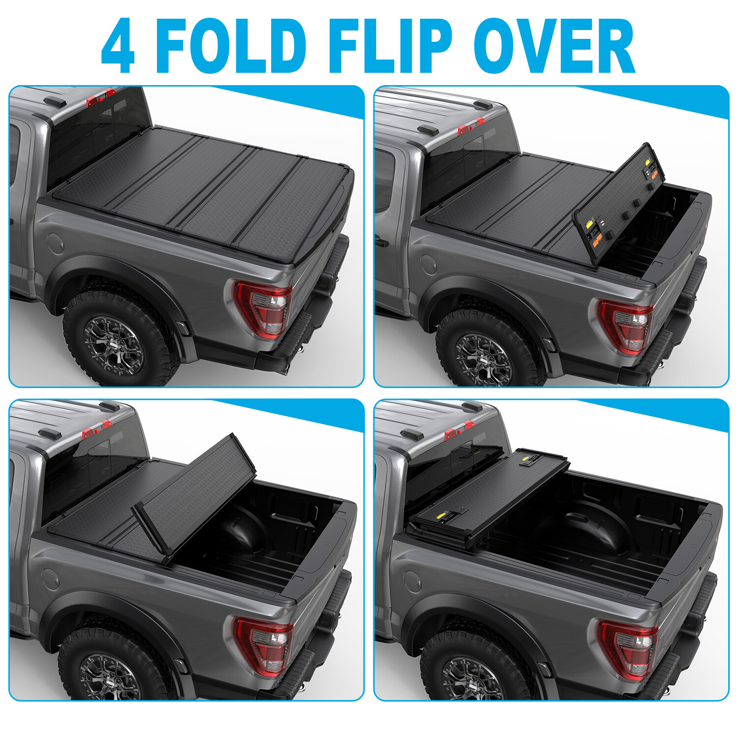 5.5FT 4-Fold Hard Solid Tonneau Cover For 2014-2024 Toyota Tundra Truck Bed