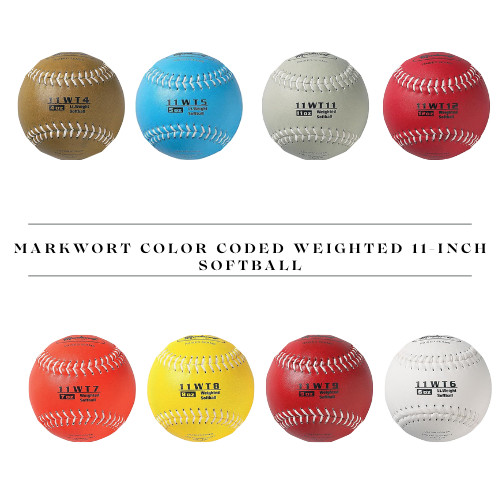 Markwort Color Coded Weighted 11-Inch Softball for Training and Practice