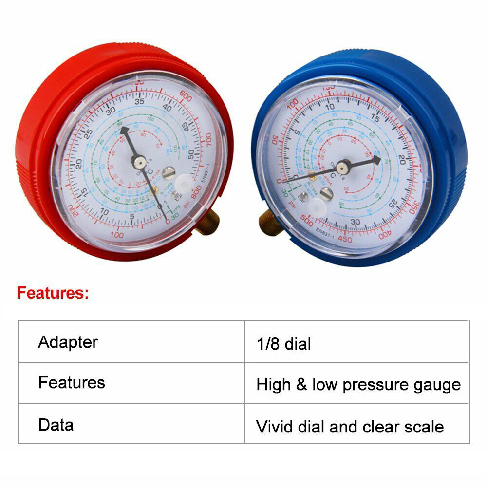 2PACK REPLACEMENT MANIFOLD GAUGES Refrigeration HIGH AND LOW SIDE RED& BLUE Tool