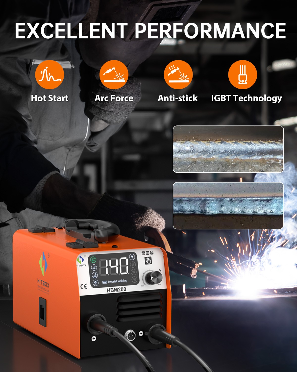Versatile Hitbox 3In1 200A 110V Gasless Flux Core Welder MIG MMA Lift-TiG Welder