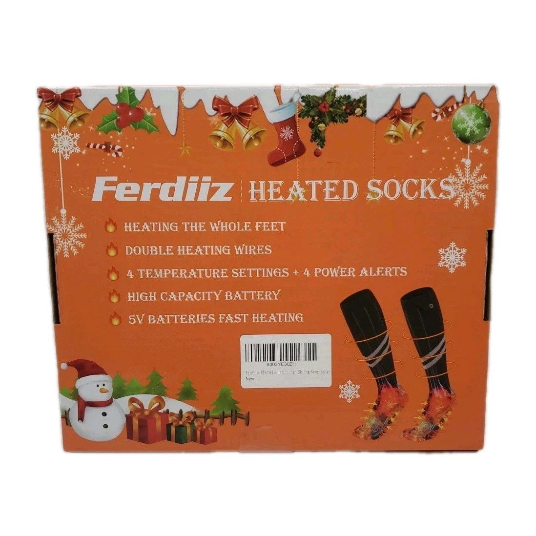 6000mAh Electric Heated Socks Foot Winter Warm Hunting Sock Rechargeable Black L