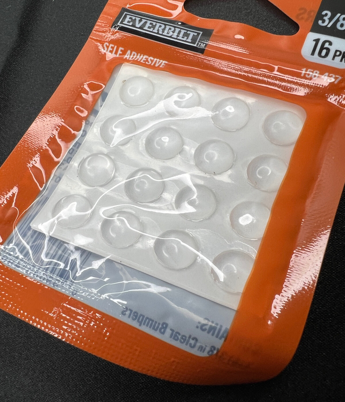 Everbilt 3/8” Clear Self-Adhesive Bumpers for Appliances Lamps Hardware, 16 Pack