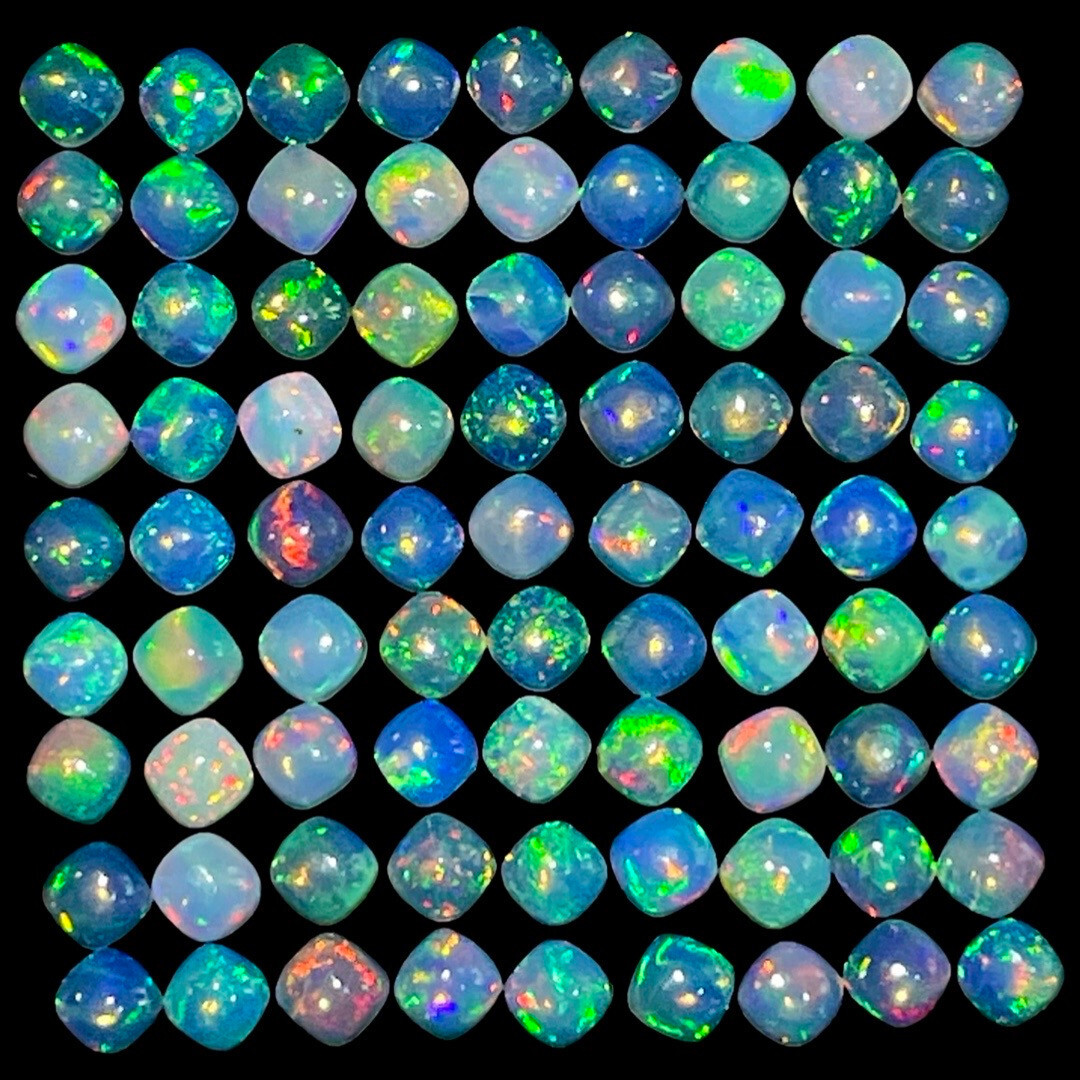 20 Pcs Natural Opal 4mm Cushion Flashy Untreated Loose Cabochon Gemstones Lot