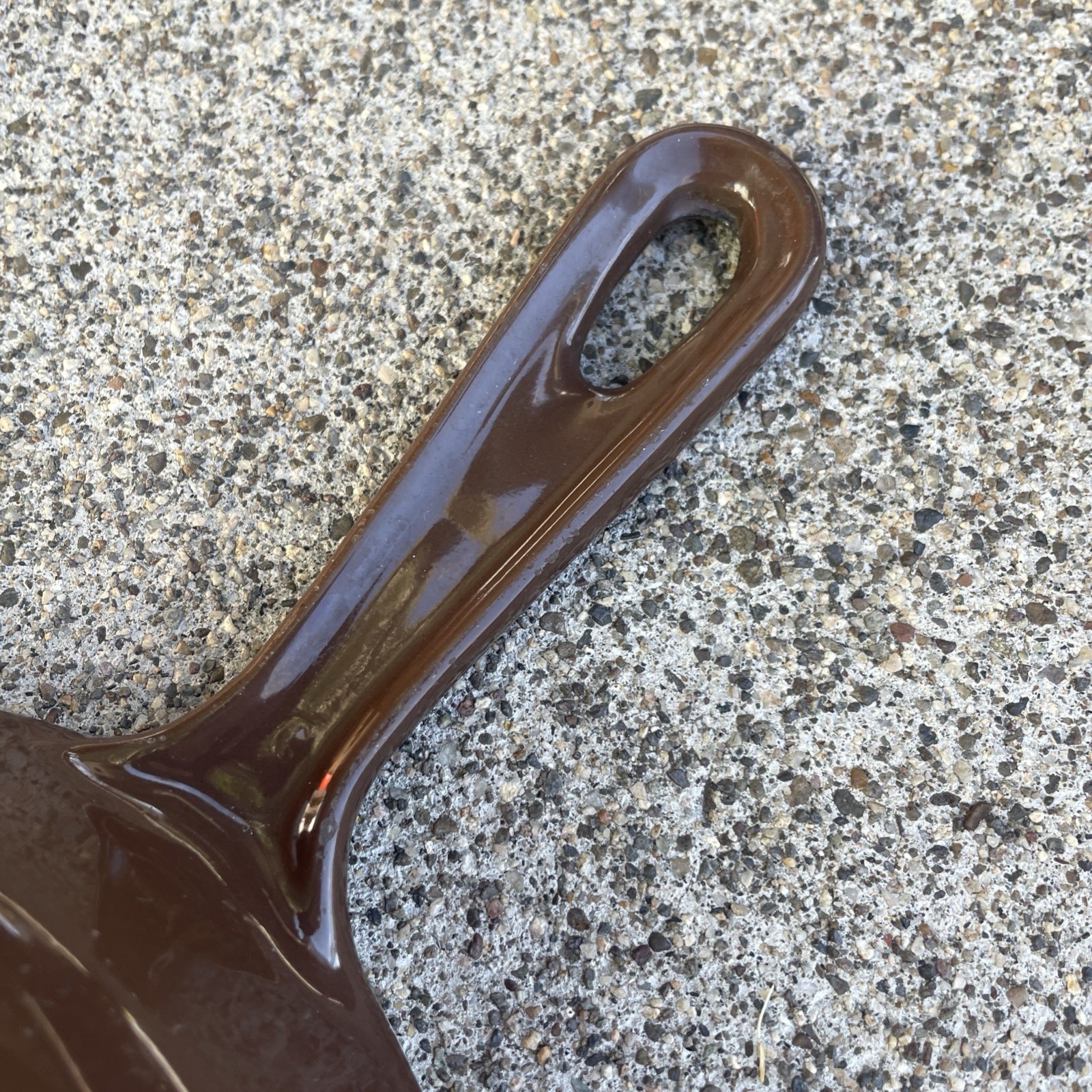 Vintage #16 Le Creuset 6.5" Spouted Skillet Frying Pan Brown Enamel Cast Iron