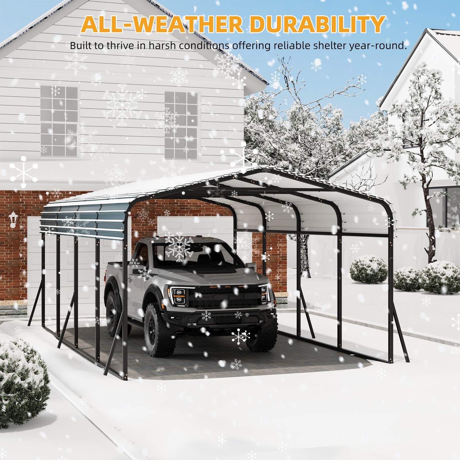 12'x20' Metal Carport, Heavy Duty Galvanized Steel Roof Canopy Car Shelter Truck