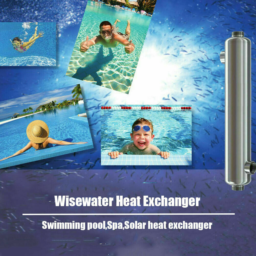 Salt Water Heat Exchanger Titanium 55kBtu Same Side 1" 3/4"FPT Mariculture