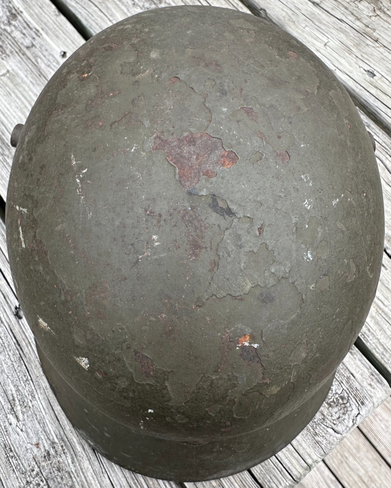 WWI WWII German M18 Combat helmet - thick camo finish - 1938 chinstrap
