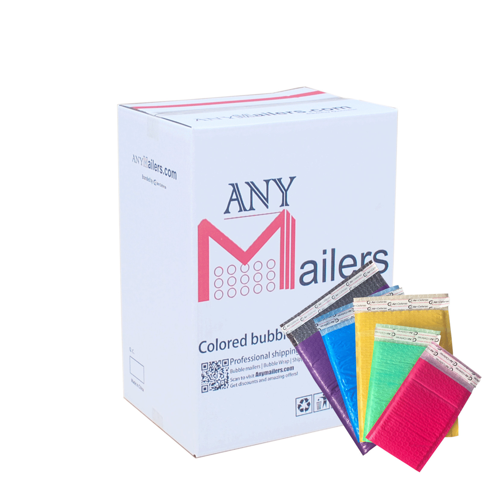 AirnDefense #5 10.5x16" Colored Poly Bubble Mailers Shipping Padded Envelopes