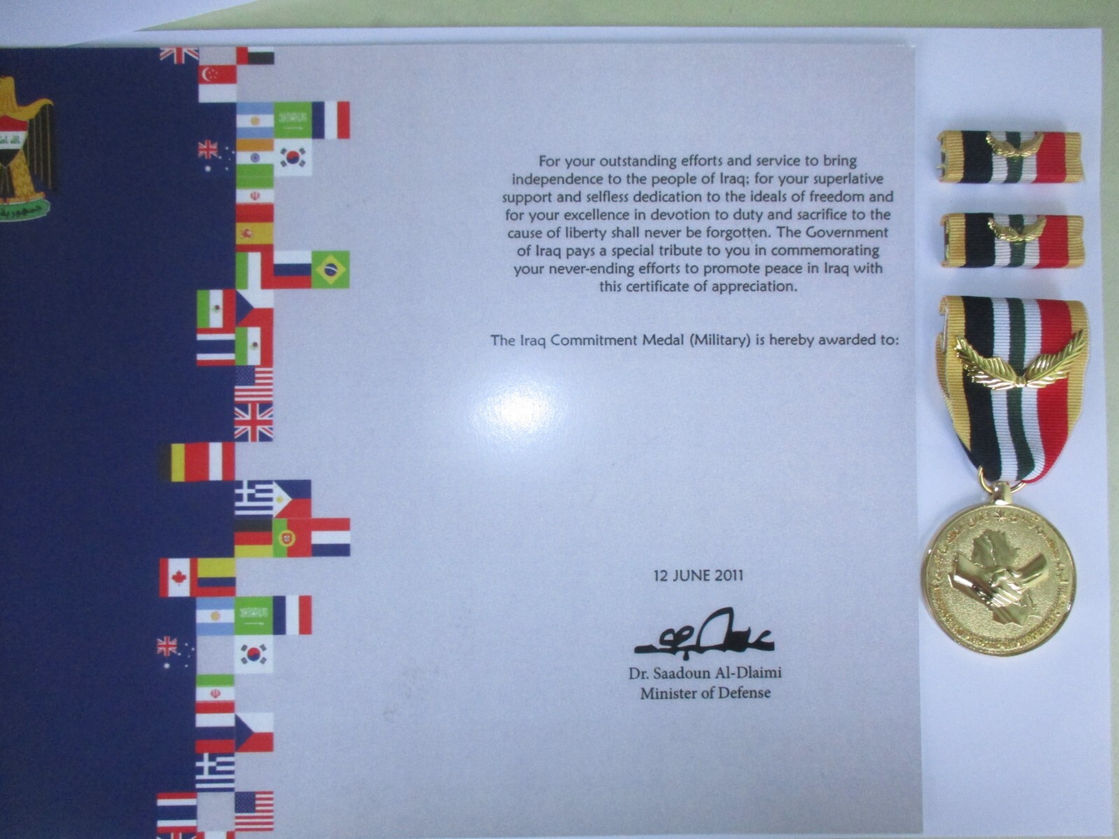 IRAQ COMMITMENT MEDAL (MILITARY VERSION) SET