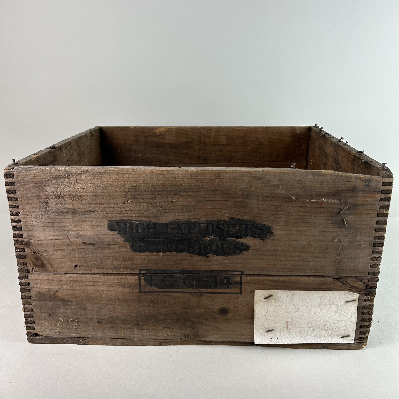 Antique 25lb Explosive Dynamite Dovetail Wood Crate ICC 14 National Eldred PA