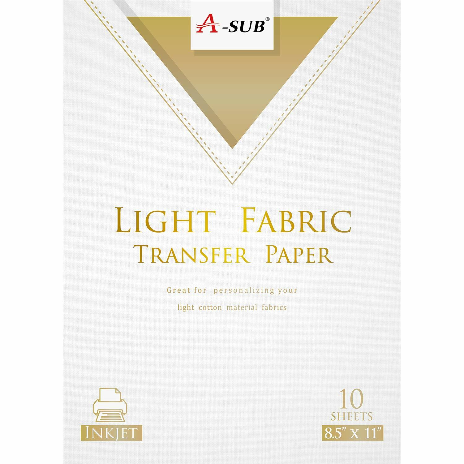 A-SUB Inkjet Printable Heat Transfer Paper DARK + LIGHT 20 Sheets Iron-On HTV