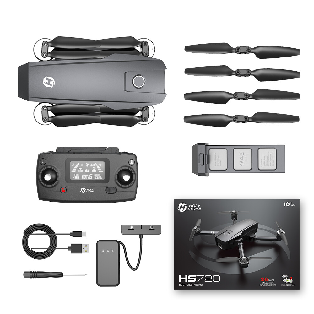 Holy Stone HS720 Foldable RC Drone With 4K HD Camera Brushless 2 Batteries