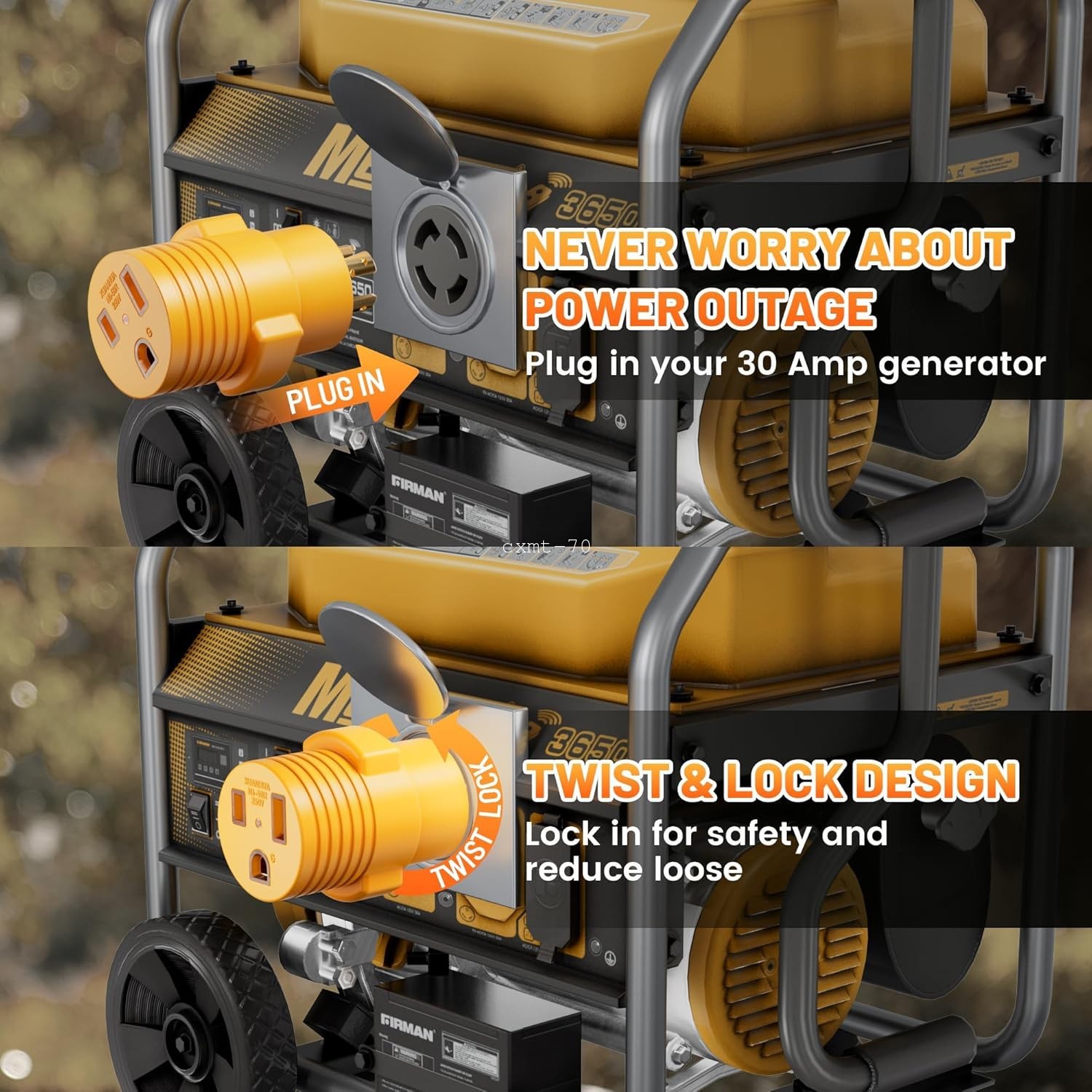 Generator to Welder Adapter Nema L14-30P to 6-50R Twist Lock Male to Female Plug