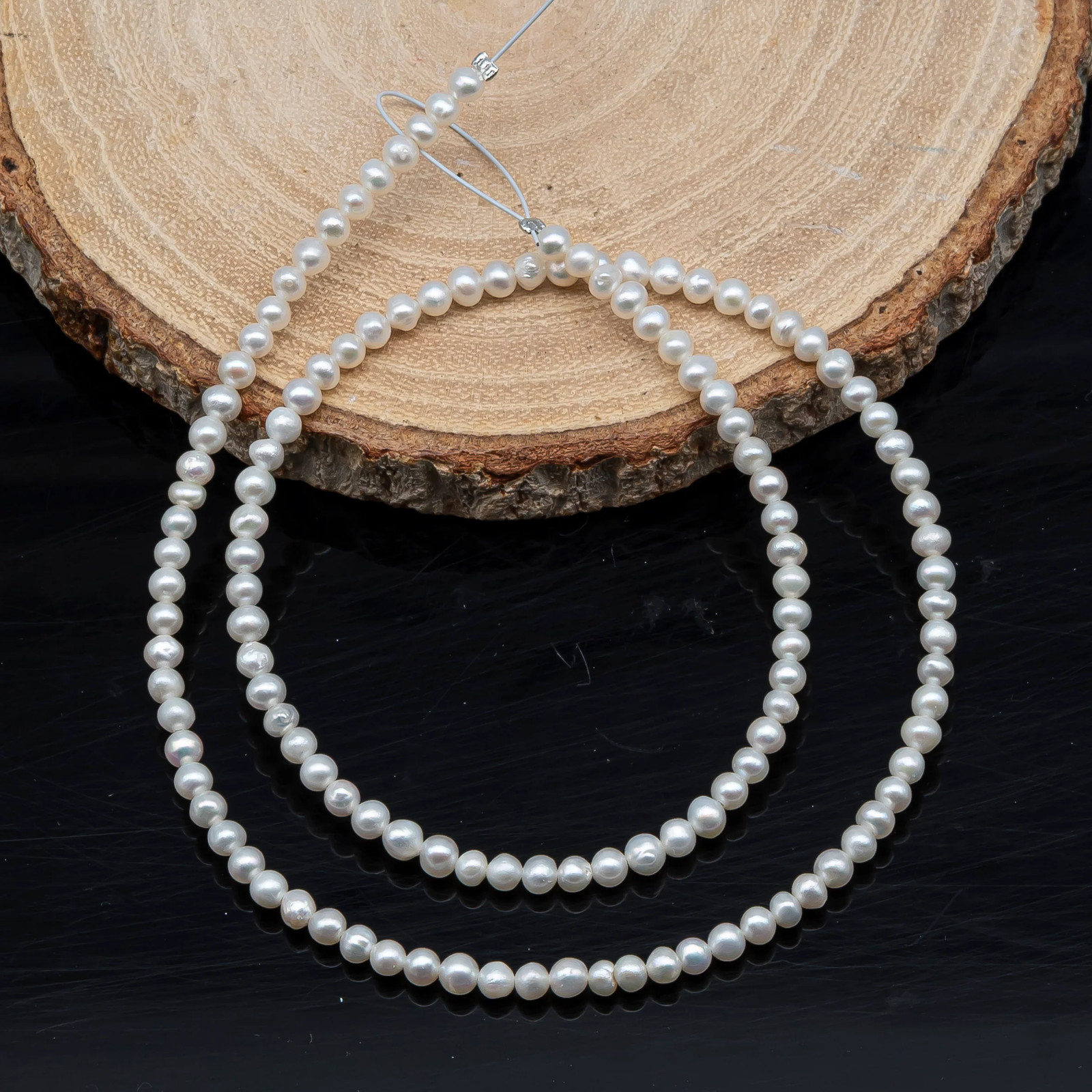 2.5-3mm or 3-4mm Freshwater Pearls Near Round Pearl Beads, White Color, Seed Pe