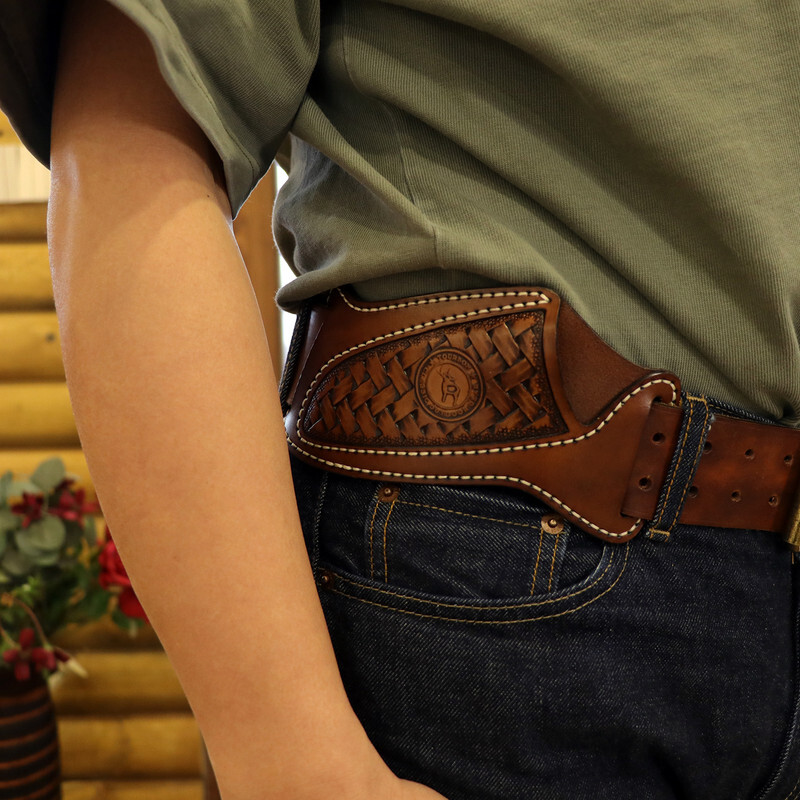 TOURBON Leather Engraved Fixed Blade Knife Sheath Belt Pouch EDC Knives Case