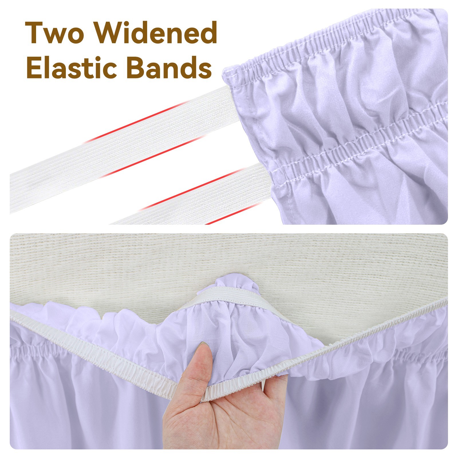 Purple Bed Skirt for Twin Bed, 18-inch Tailored Drop, Adjustable Elastic Belt