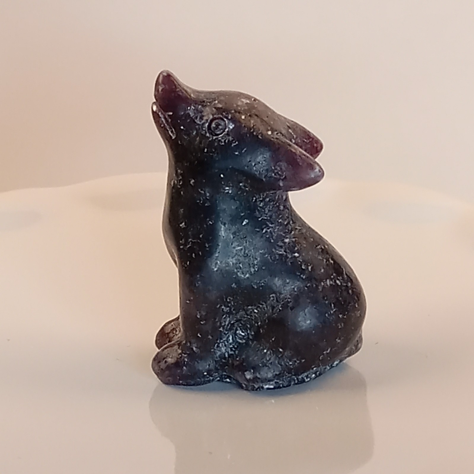 Lepidolite Crystal Wolf Carving Purple Polished Animal 27g | F37