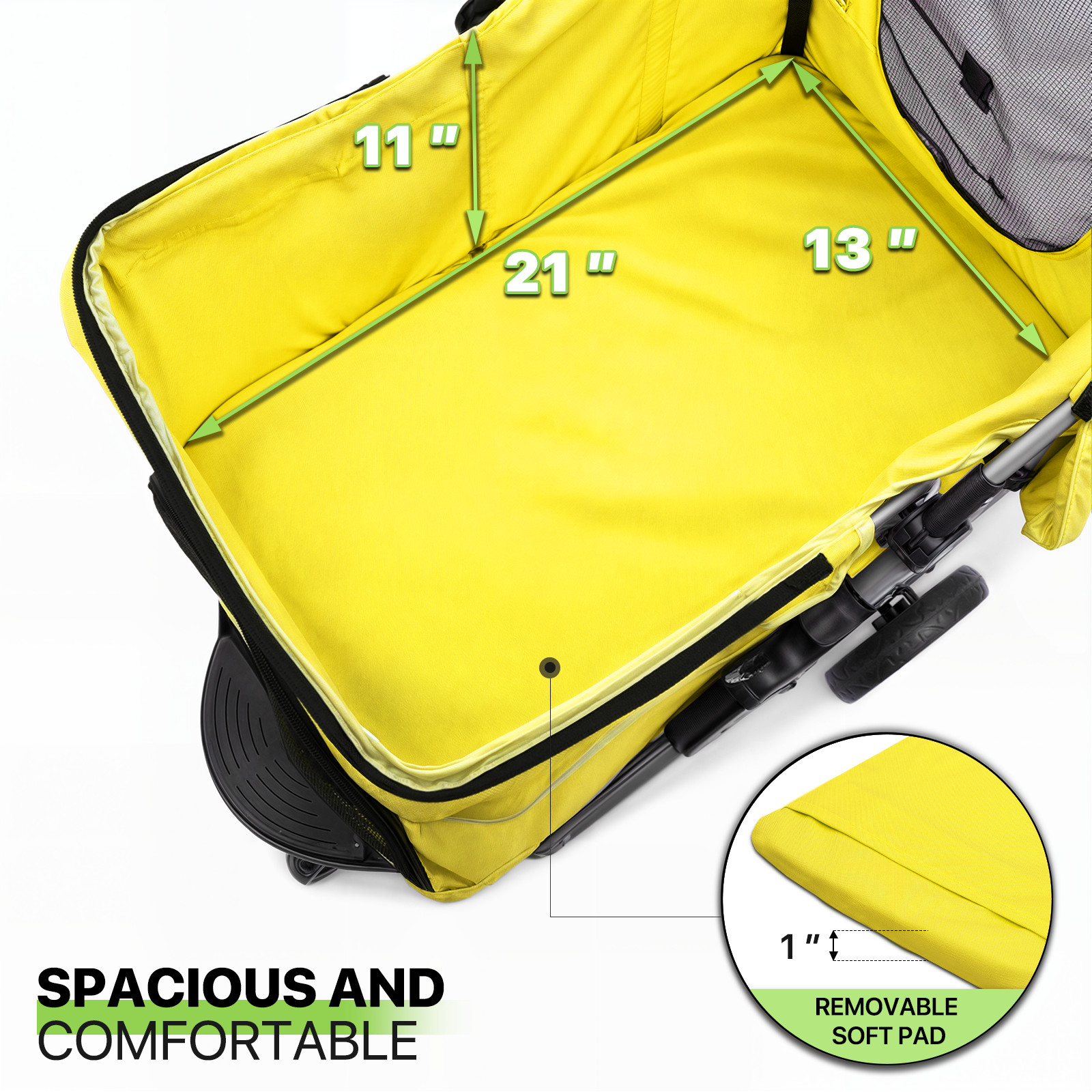 Yellow Foldable Dog Stroller Portable Pet Cat Carrier Cart w/Adjustable Sunshade