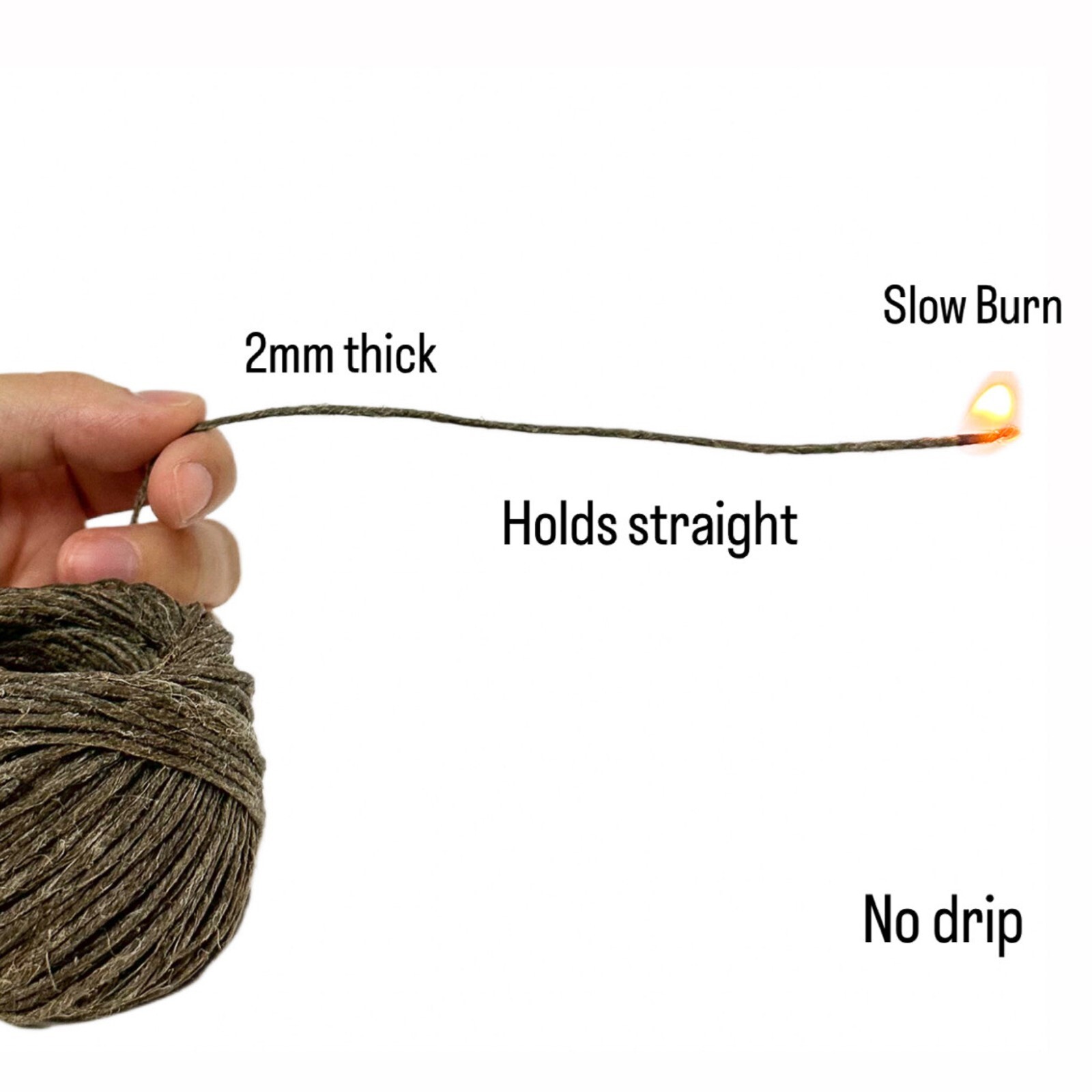 Thick Hemp Wick 100ft + Hemp Wick Dispenser Bundle - 100% Natural Lighter 2mm