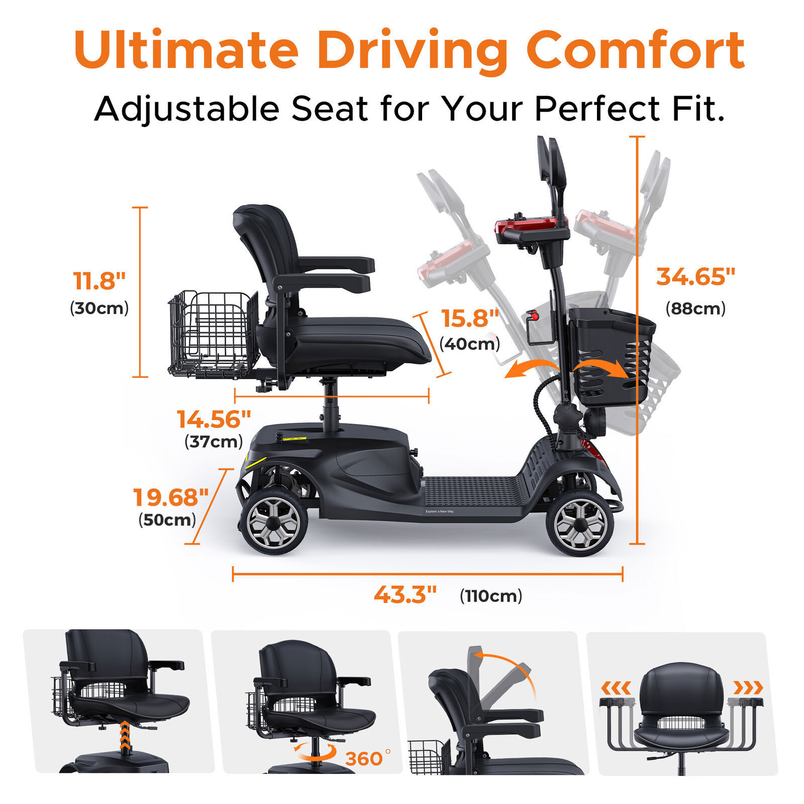 ENGWE Mobility Scooter Electric Wheelchair 4 Wheel Folding Electric Scooter New