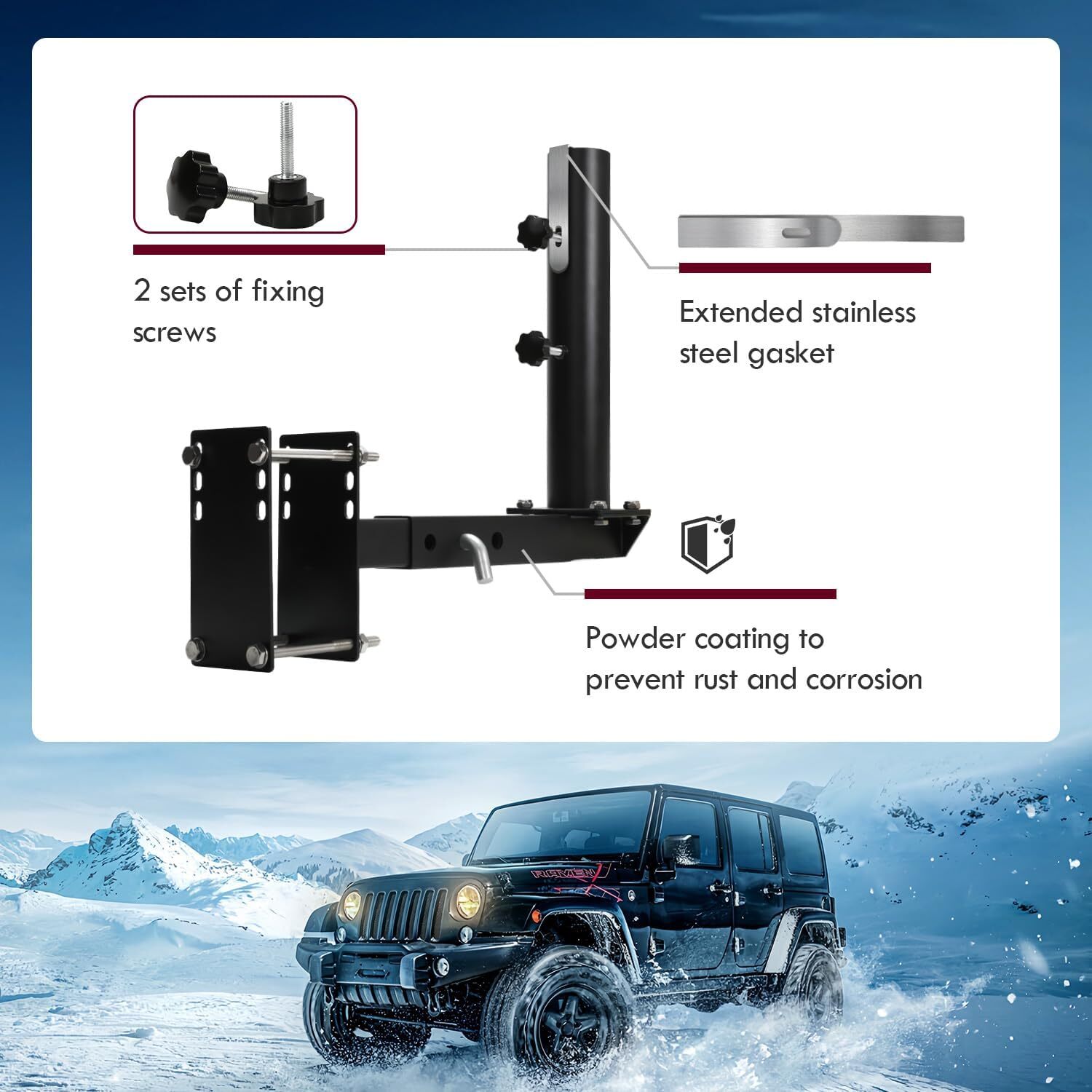 Full Stainless Steel Heavy Duty RV Flag Pole Mount,Frame/Hitch/Bumper 3 in 1