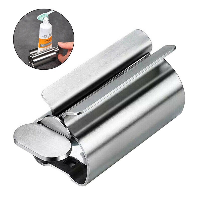 Toothpaste Tube Squeezer Stainless Steel Rolling Tube Dispenser Holder
