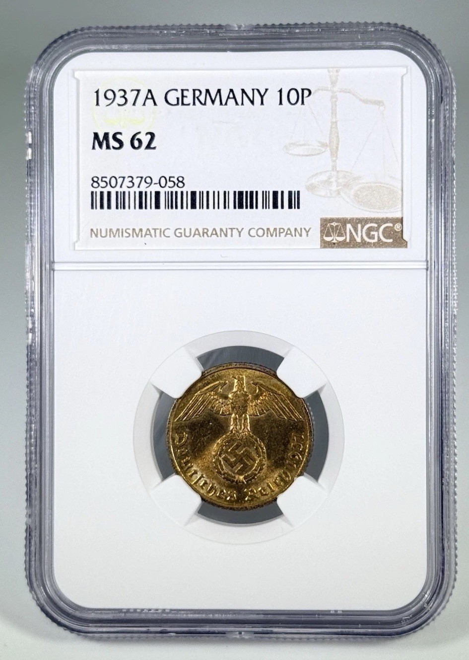 1937A GERMANY 10P NGC MS 62