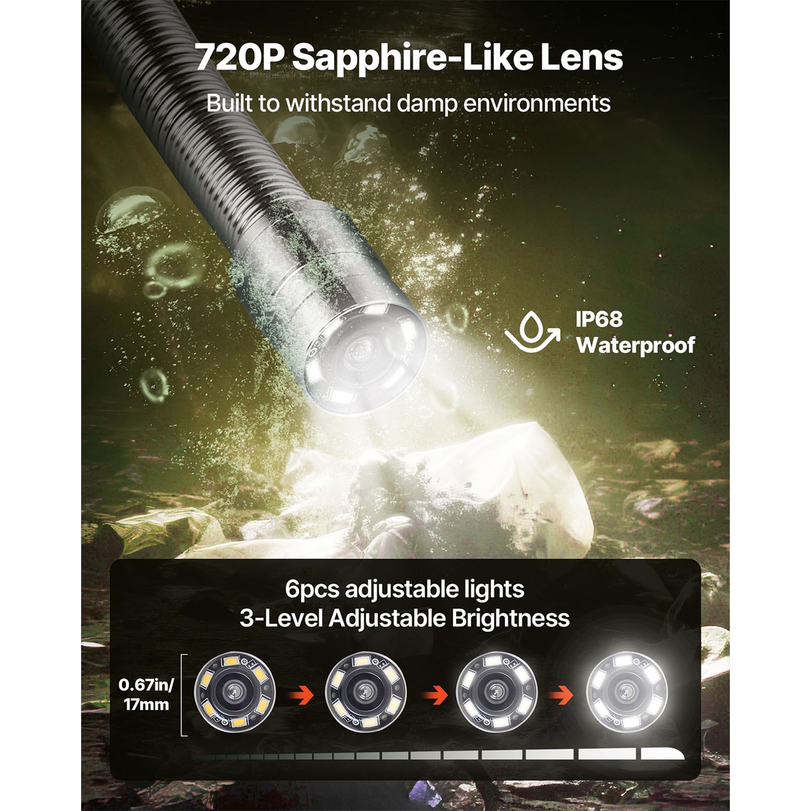 Uimoso 98 ft / 30 m Sewer Camera Pipe Inspection Camera w/ 4.3" HD Screen