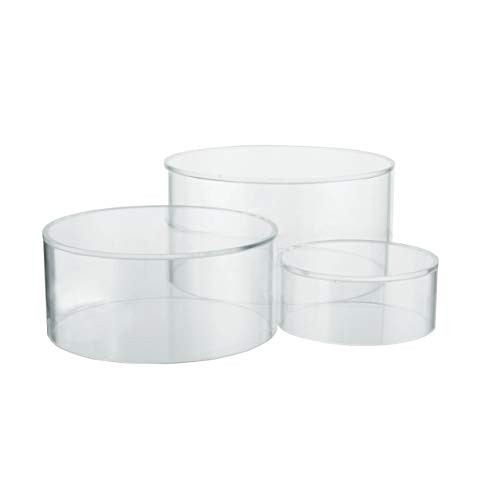 Set of 3 Clear Acrylic Round Cylinder Display Nesting Riser Stands