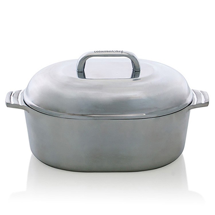 AlumaChef 12.6QT 18" Cast Aluminum Heavy Duty Oval Roaster-new Magnalite version