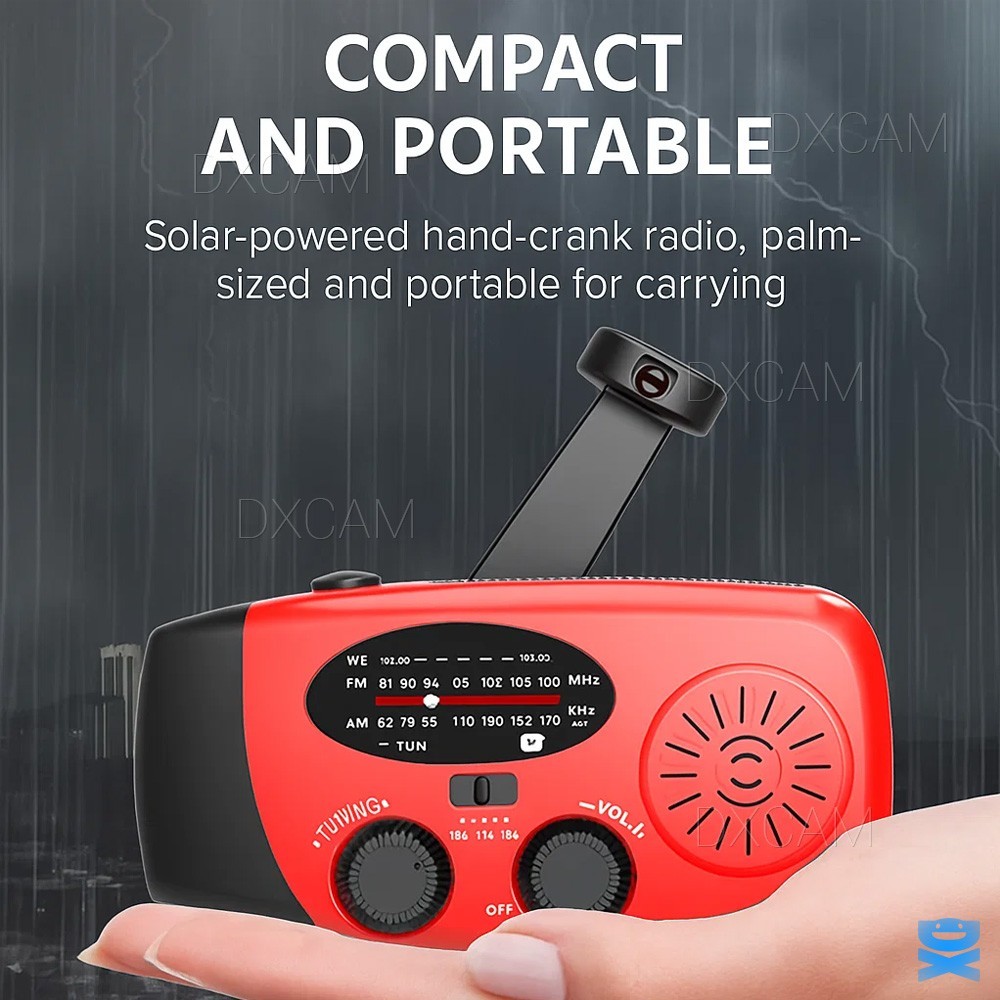 Solar Radio Hand Crank LED Flashlight Multifunctional Emergency Camping