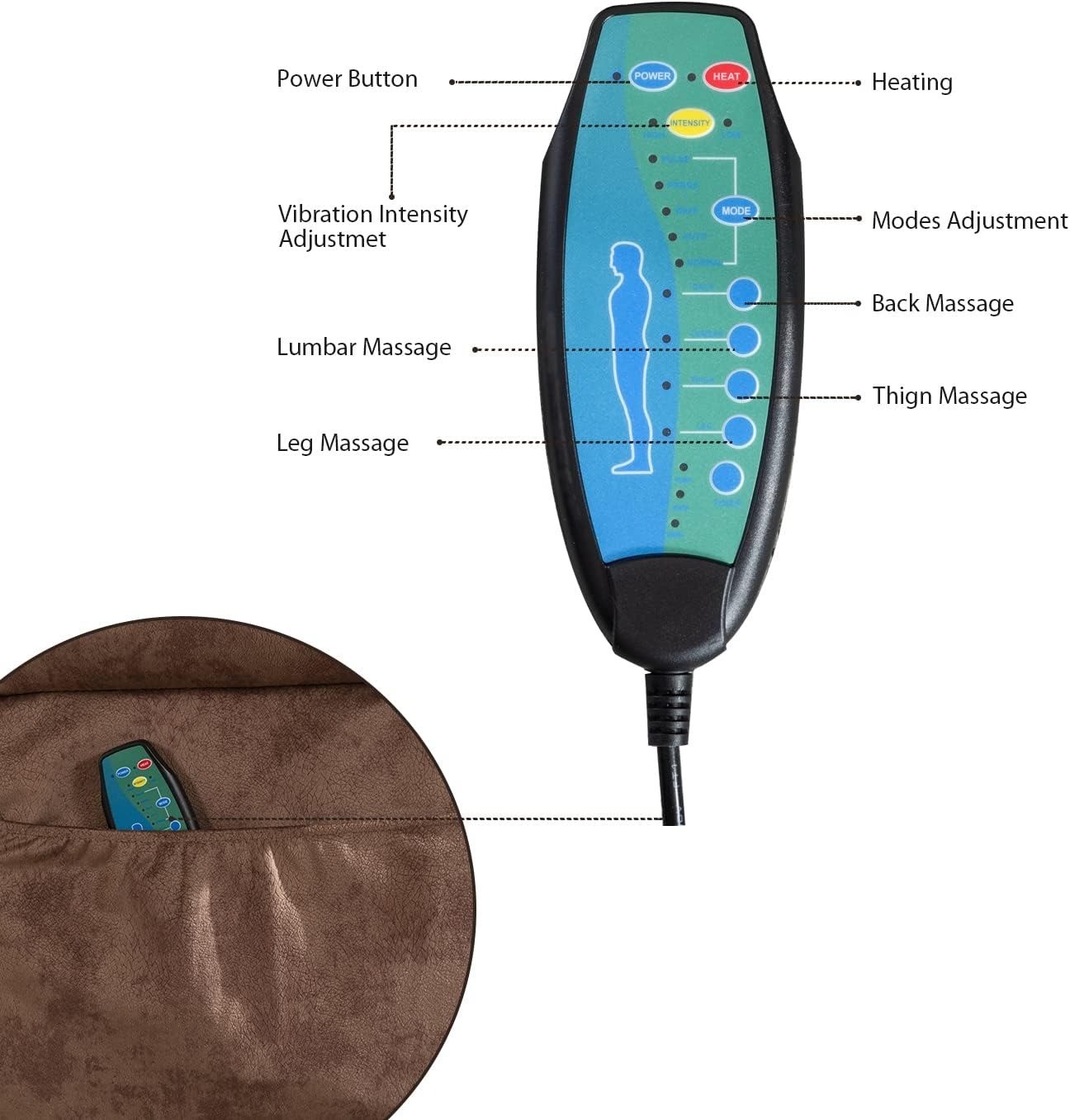 CANMOV Massage Rocker Recliner with Heat and Vibration Manual Reclining Chair