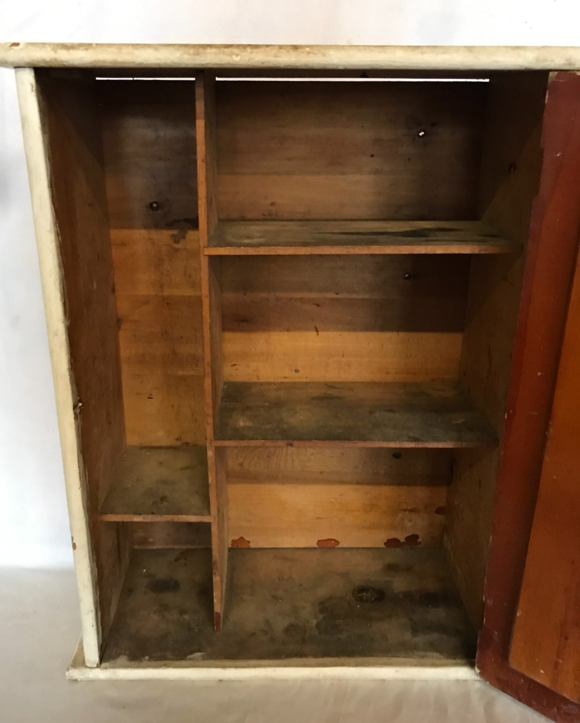 VTG Shabby White 17x21 Wood Wall Mounted Medicine Cabinet Chic Old 479-26B