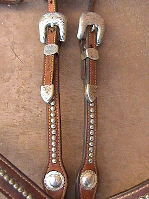 COWPERSON TACK SILVER STUD HORSE BRIDLE HEADSTALL & BREAST COLLAR FOR SADDLE