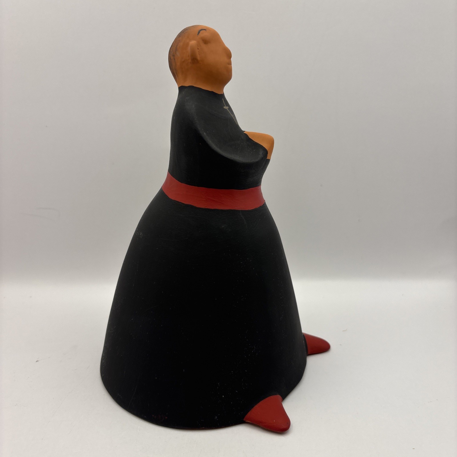 Southwest Clay Pottery Praying Monk Figure Bell