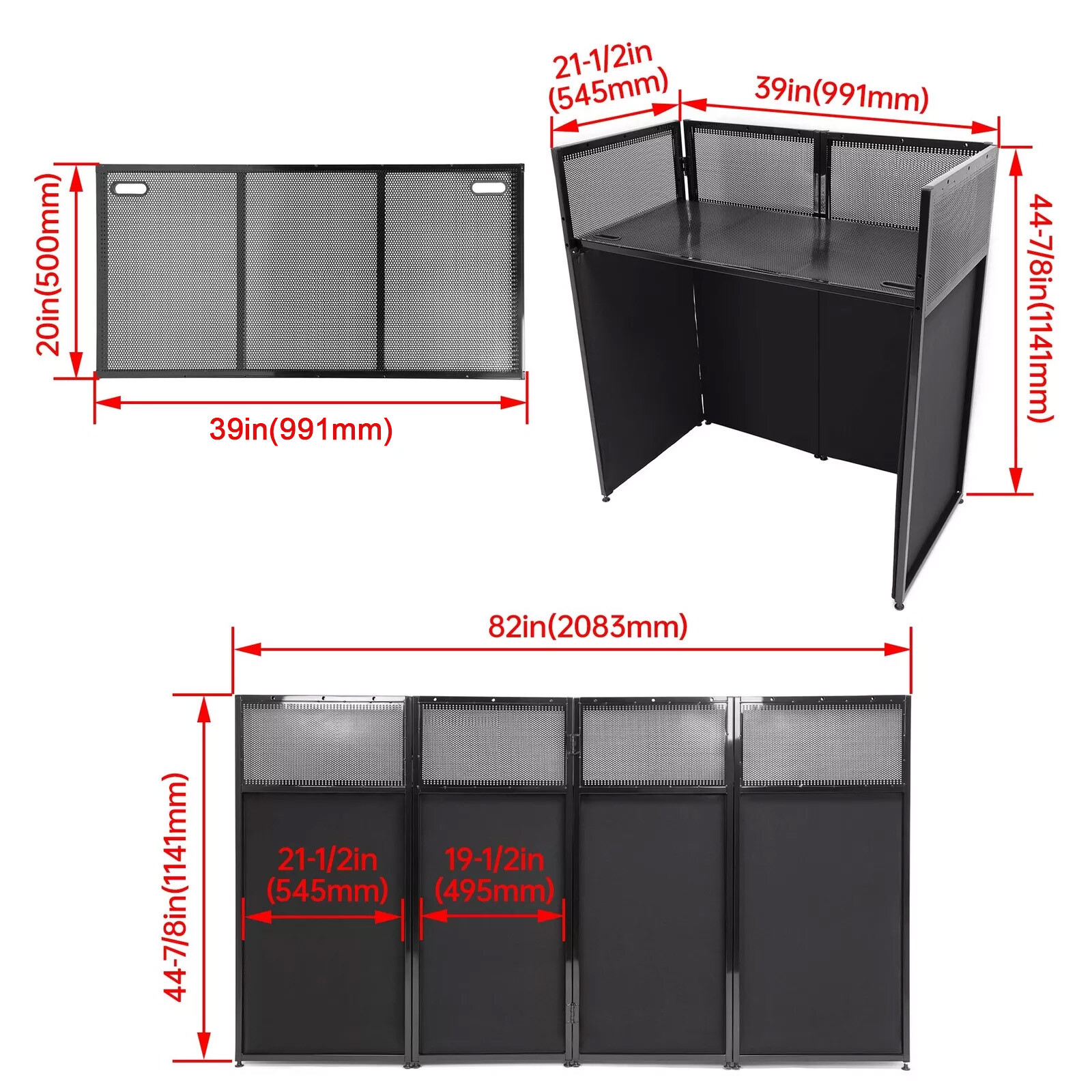 20x40x45" DJ Booth Facade Table Station Event w/Bag Scrims + Foldable Tabletop
