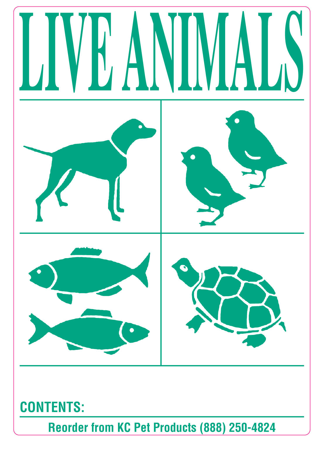 IATA Live Animal SPECIES Labels 6pk of Stickers