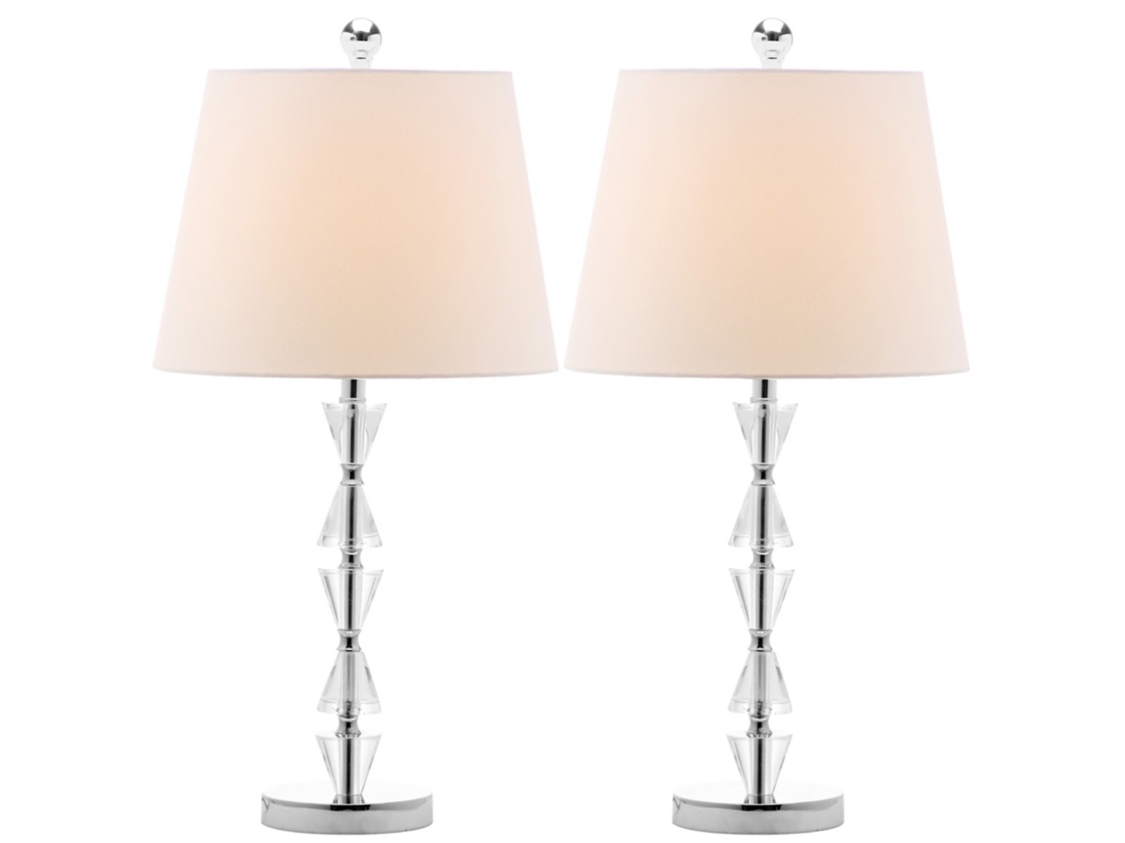 Safavieh Crystal Table Lamp Set of 2 Modern Clear Prism Bedroom Living Room Lamp