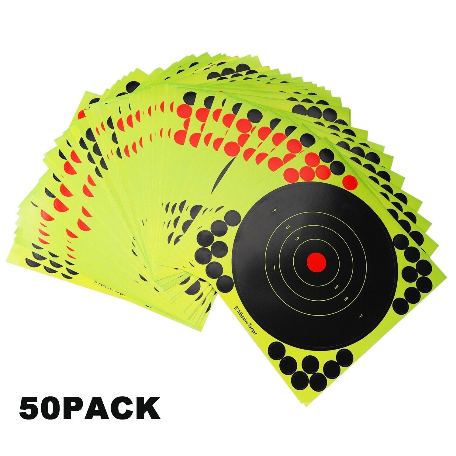 50Pcs Targets Range Paper - Bright Green Self-Adhesive Shooting Stickers 8*8inch
