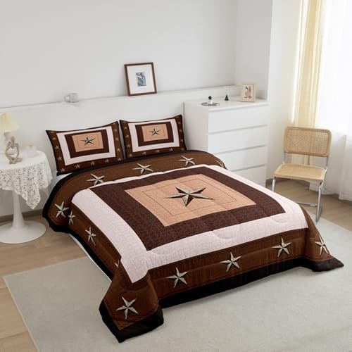 Western Decor Comforter Set Size Western Texas Star Print King Beige Brown