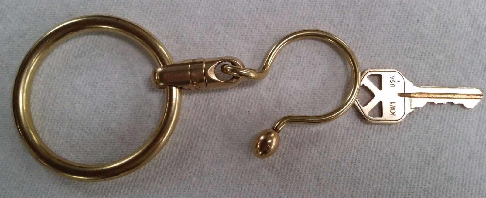 SOLID BRASS JAILERS TYPE KEY CHAIN 2" DIAMETER RING, MADE IN USA