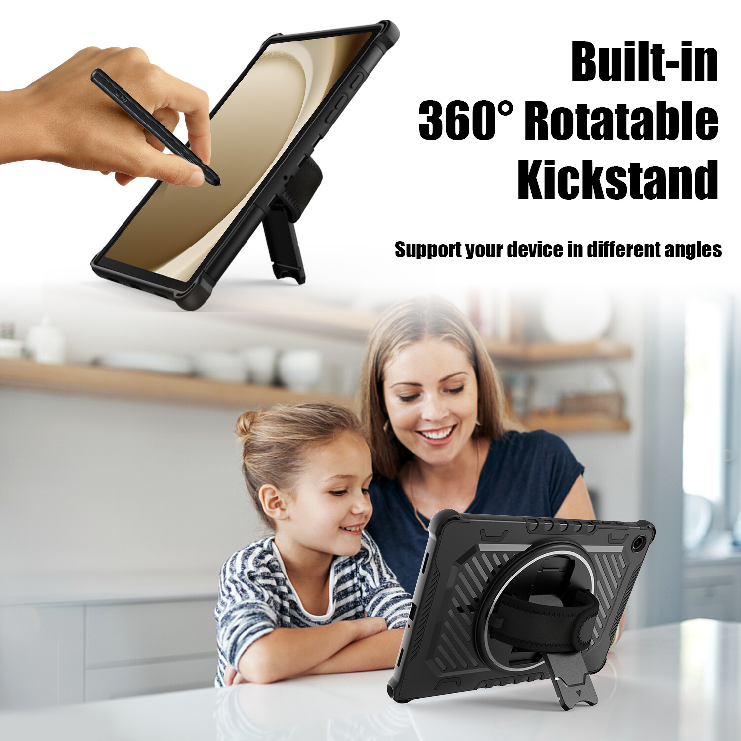For Samsung Galaxy Tab A11+ 360° Rotatable Tablet Case Cover / Screen Protector