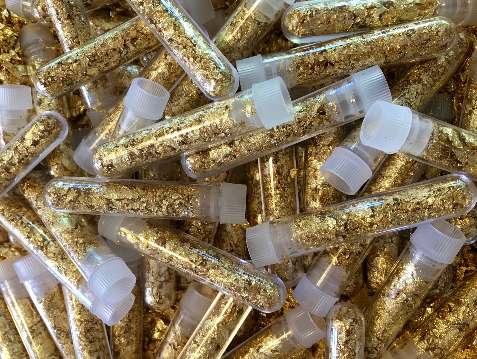 9 Large Vials.. of Gold Leaf Flakes ..3mil Lowest price online !!