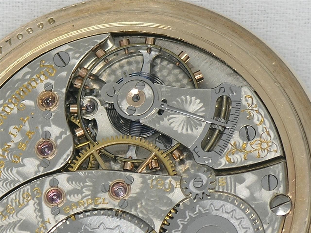 RARE 19 JEWEL 18S BW RAYMOND GR. WIND INDICATOR POCKET WATCH, SERVICED!