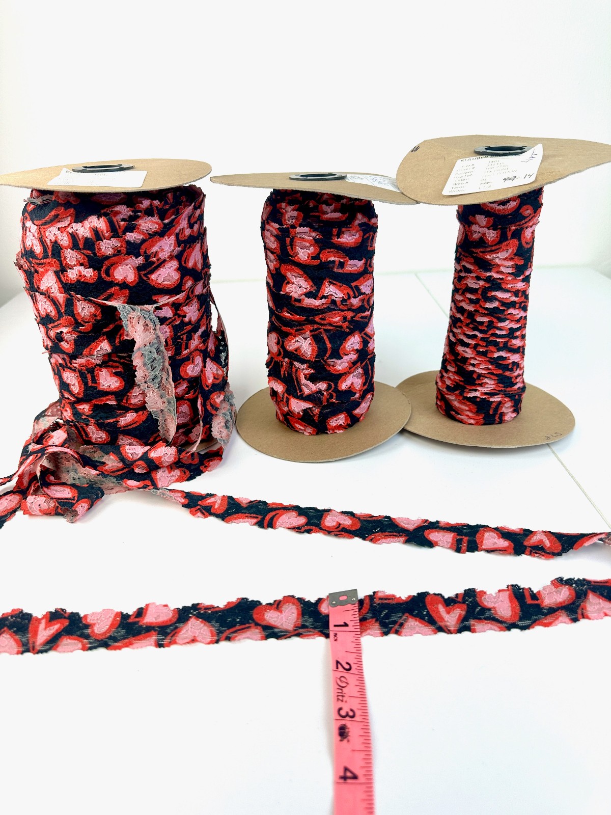 Stretch Lace Trim lot 1 1/8"W 3 Spools Sewing Lingerie/ Klauber Brothers