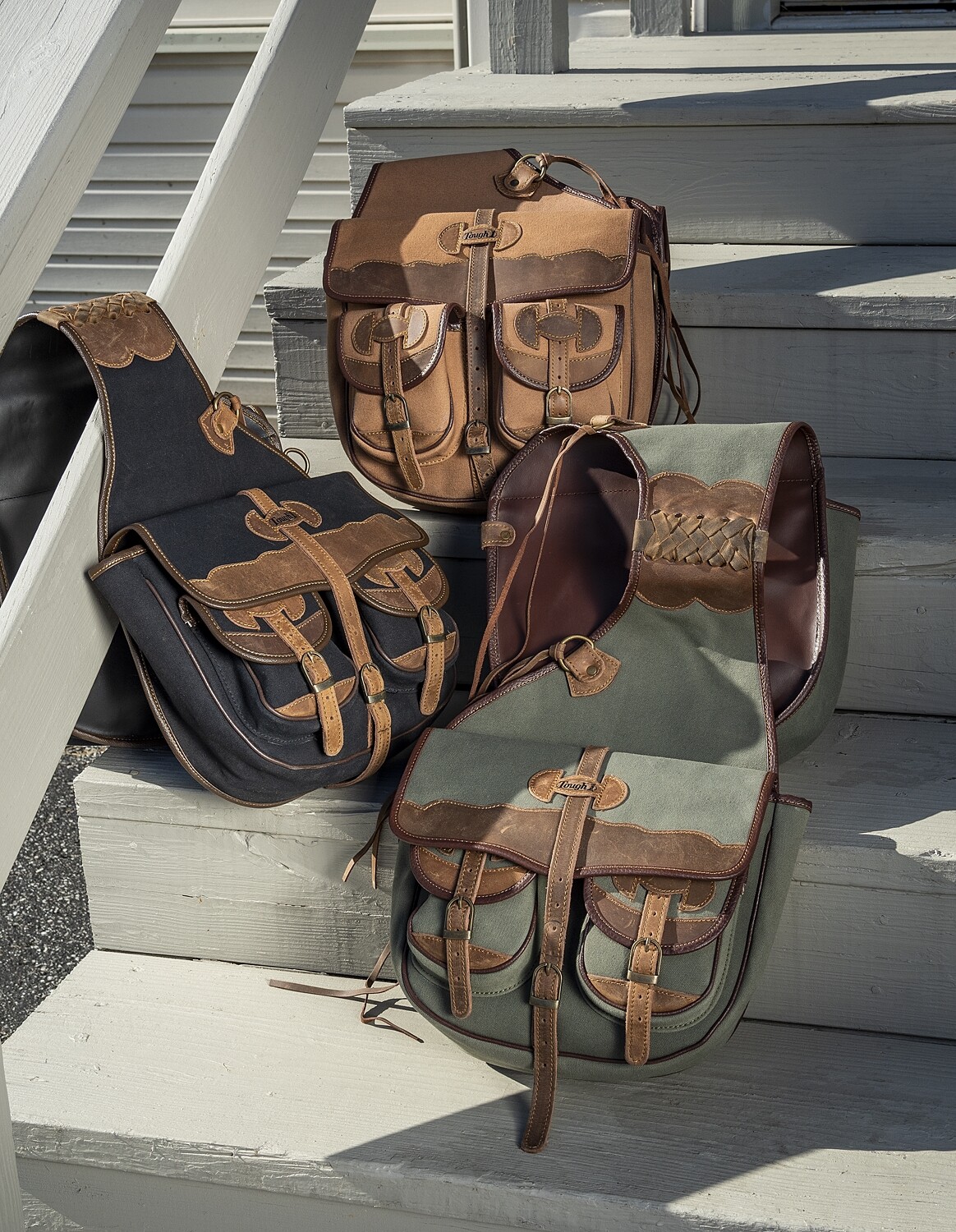 Western Saddle Canvas and Leather Trail Riding Saddle Bags - 3 Color Choices