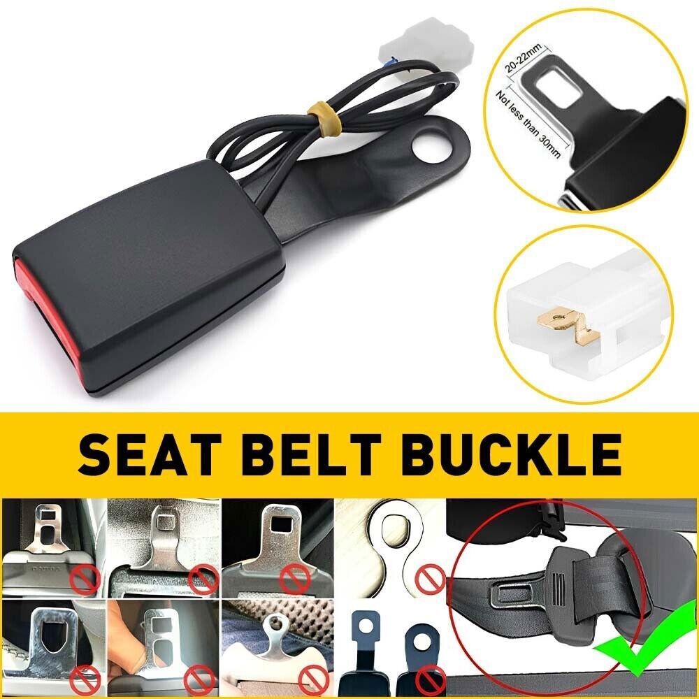 Car Seat Belt Latch Buckle Safety Belt Buckle Plug Adapter w/ Warning Cable NEW