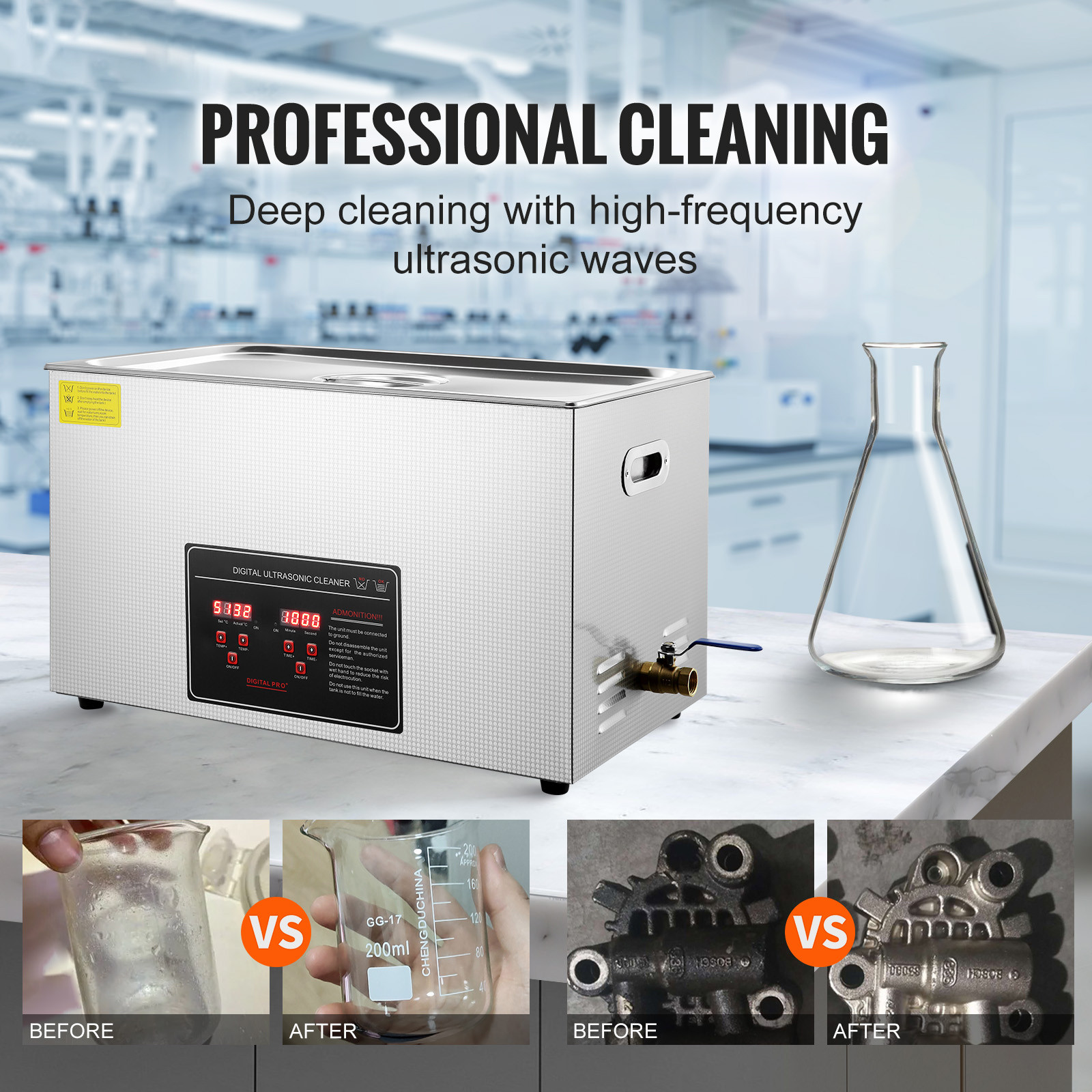 30L Ultrasonic Cleaner Timer Heating Machine Digital Industrial Sonic Cleaner