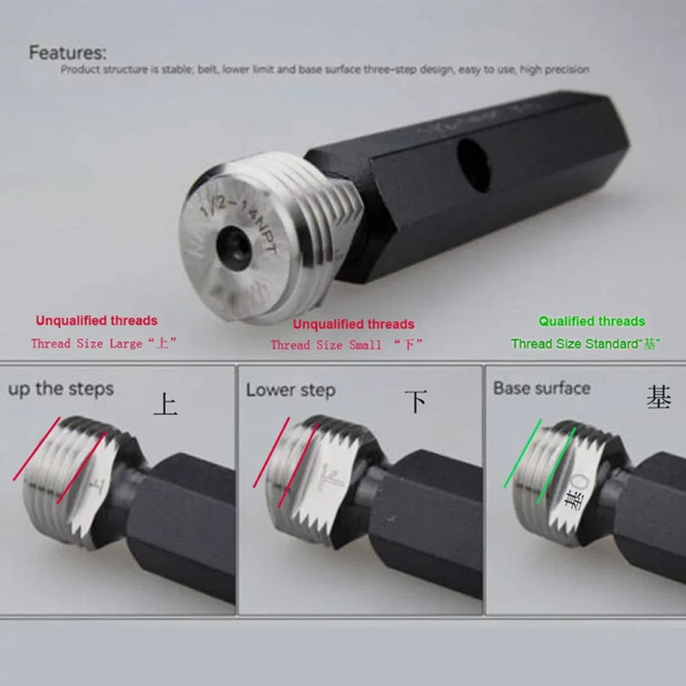 NPT 1/16" 1/8" 1/4" 3/8" 1/2" 3/4" 1" ~ 2" Taper Pipe Plug Thread Gage Gauge