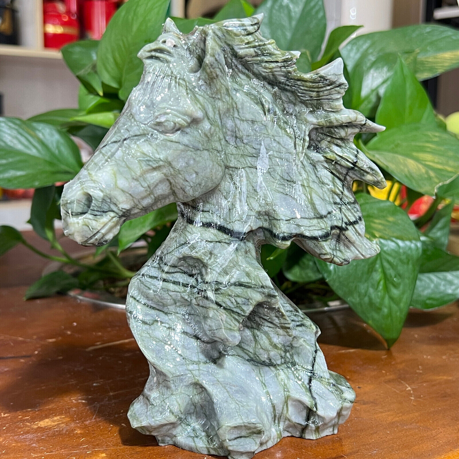 2.97LB Natural yushu stone Quartz Carved horse's head skull Crystal healing 1PC